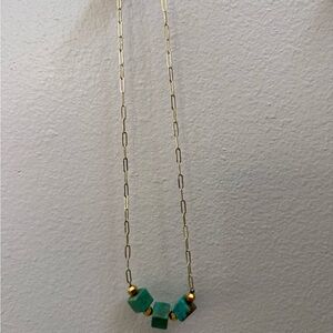 Chic 24 k plated Gold Necklace with Turquoise Accents